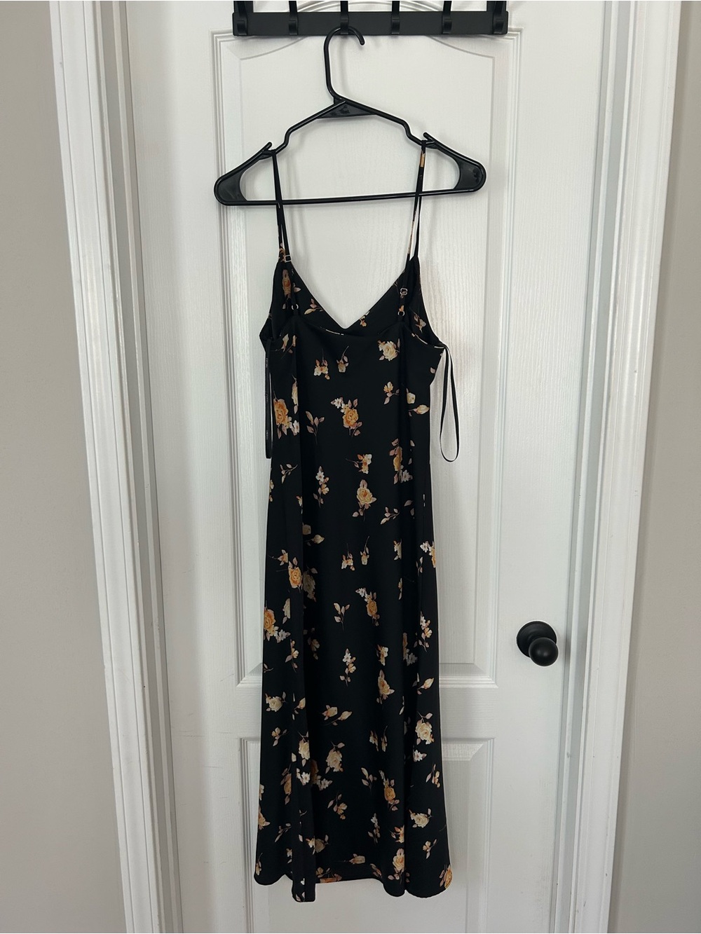 Forever 21 Black Floral Midi Dress with Yellow Floral Print - Picture 3 of 5